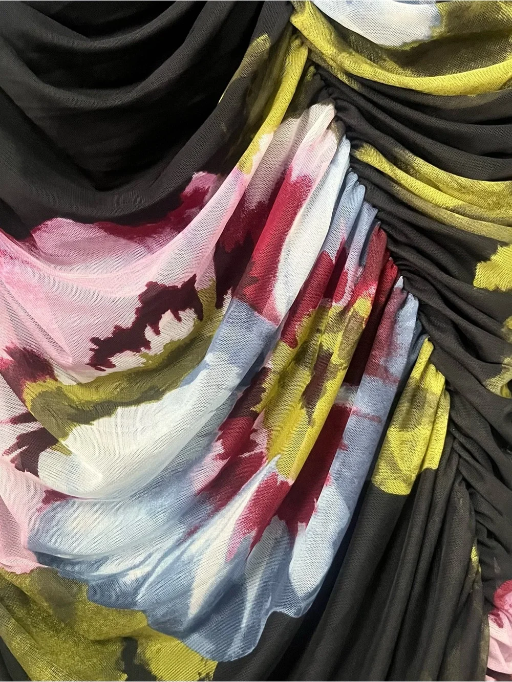 Abercrombie & Fitch Black Strapless Floral Maxi Dress with Side Slit